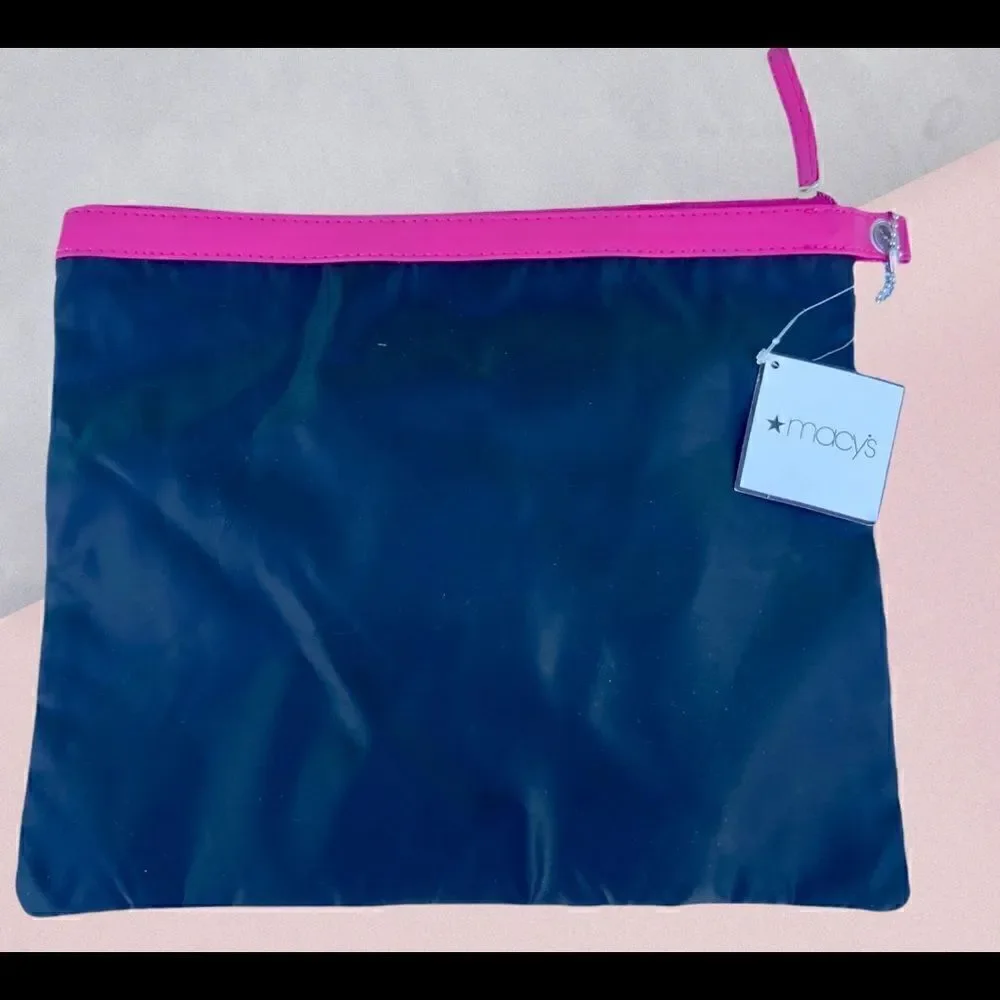 Macy's Beauty Bag Pouch Waterproof NEW WITH TAGS 12”x 9”.